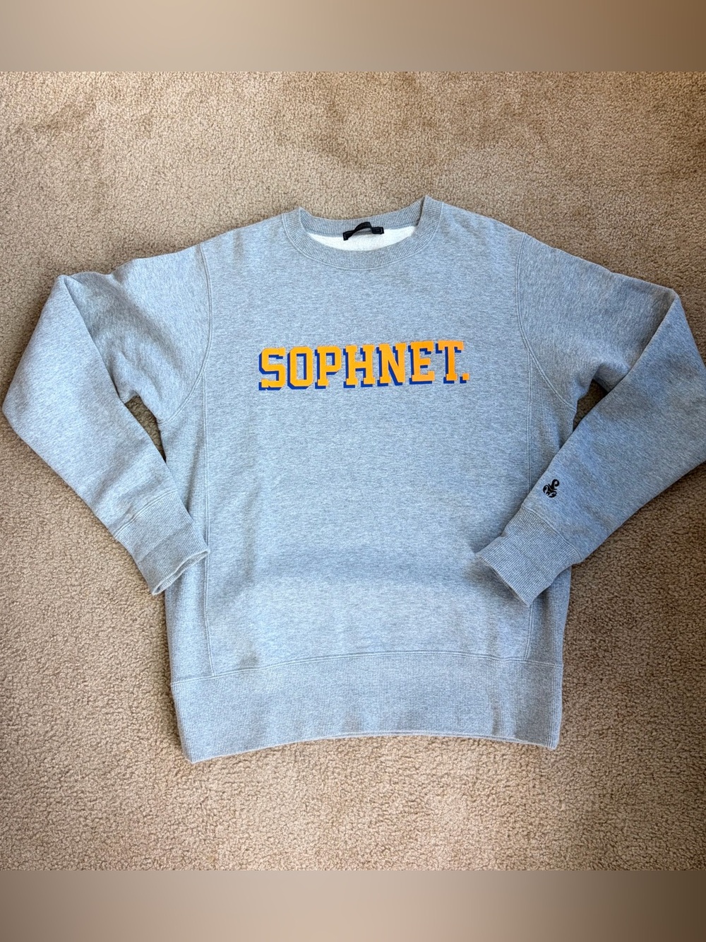 Sophnet Grey Crewneck Sweatshirt with Yellow Logo